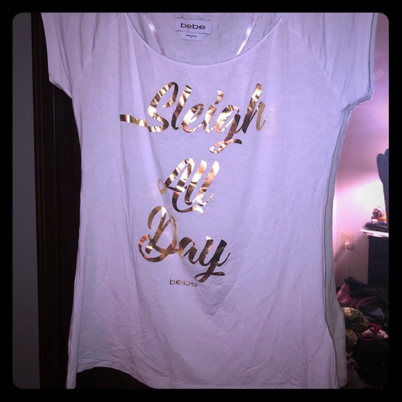 Bebe white & gold “Sleigh all day” holiday shirt - Picture 3 of 6